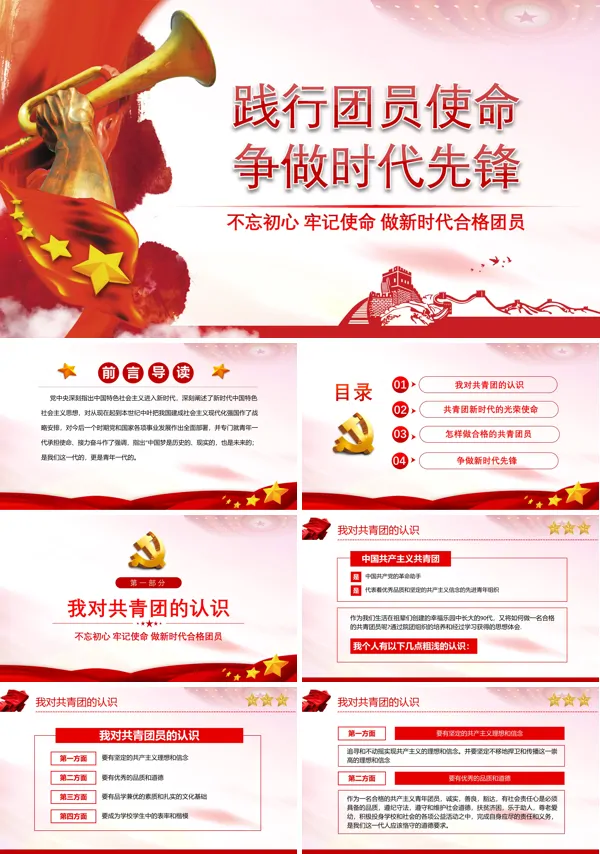 践行团员使命争做时代先锋PPT党课课件