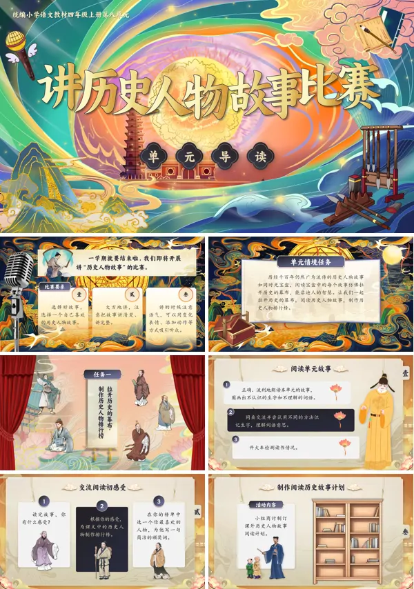 人教四年级上册第八单元【单元导读】讲历史人物故事比赛PPT课件含教案
