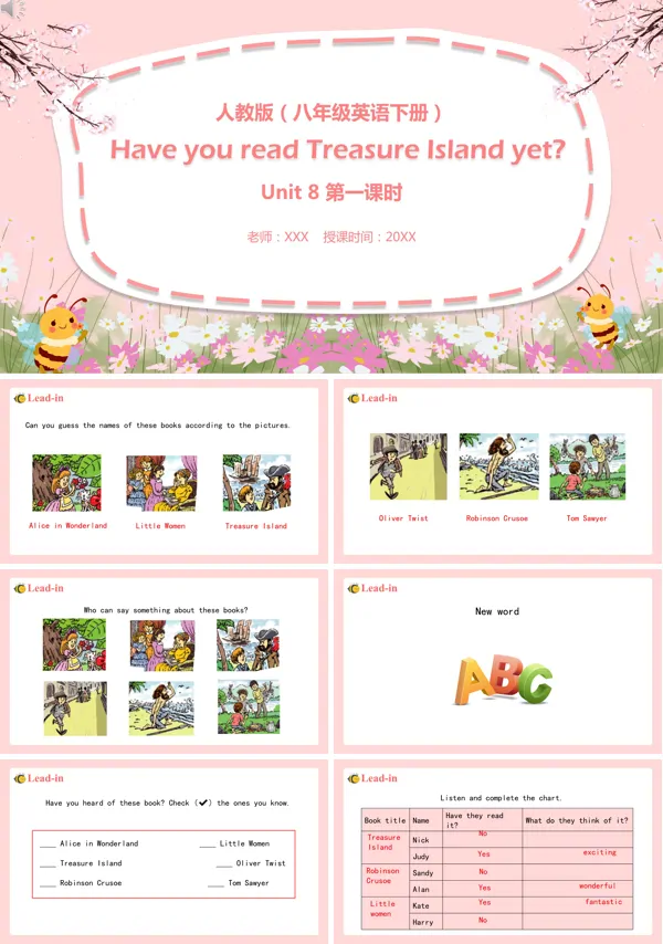 八年级英语下册《Have you read TreasureIsland yet》第1课时的PPT模板
