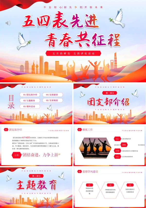 五四青年节五四团支评优PPT
