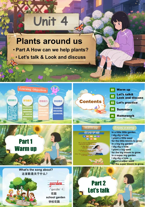 人教三年级英语上册Unit4第4课时Part B Let’s talk& Look anddiscussPPT课件含教案