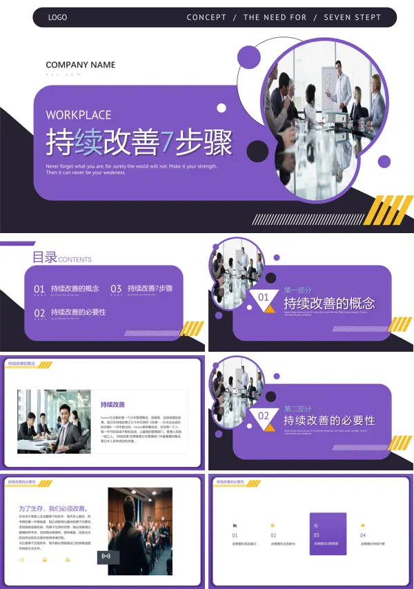 持续改善7步骤企业培训PPT模板含讲稿