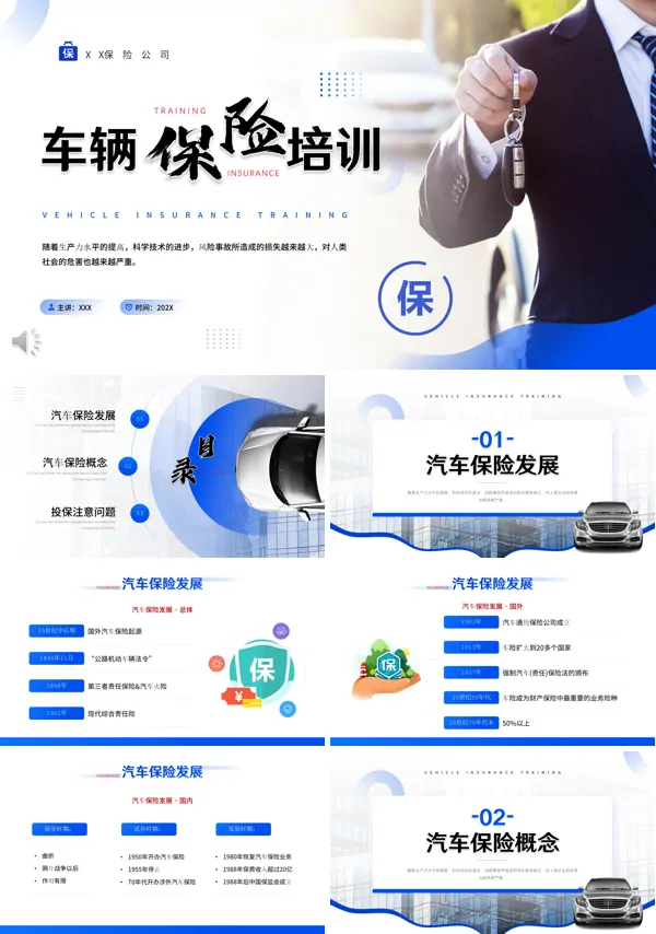 车辆保险知识培训讲座PPT模板