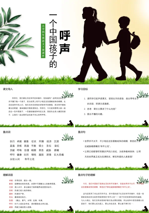 一个中国孩子的呼声ppt完美版课件