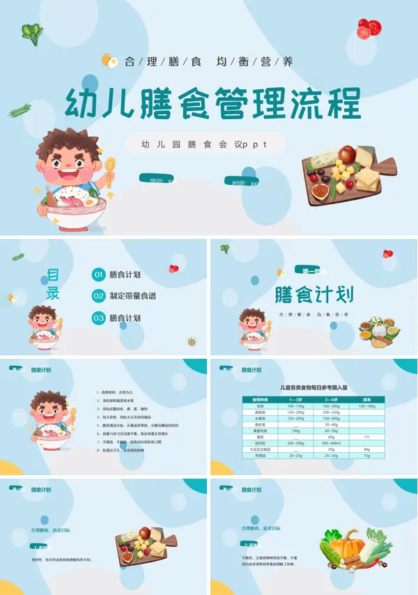 儿童合理膳食均衡营养幼儿膳食管理流程培训课件PPT下载模板