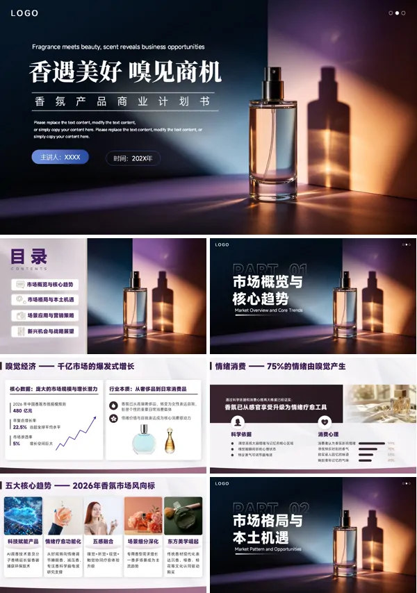 香水产品商业计划书PPT模板含讲稿
