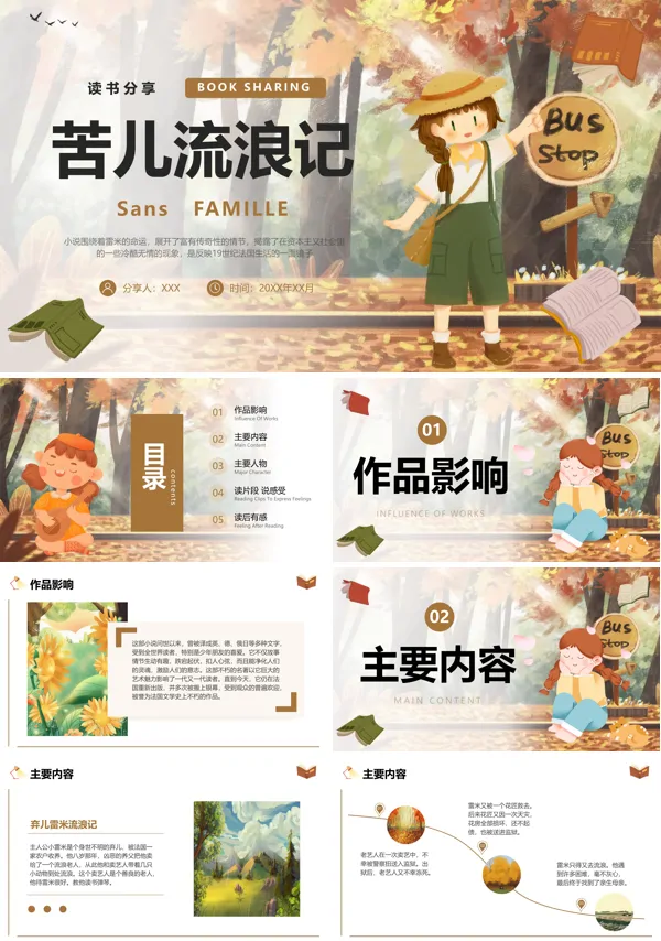 好书推荐读后感《苦儿流浪记》读书分享读书交流会PPT课件