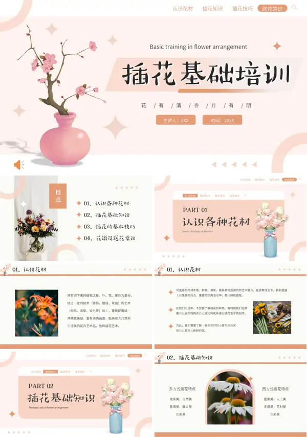 插花基础培训课件PPT模板