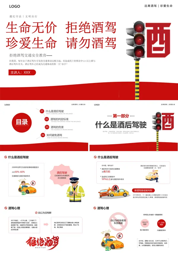 珍爱生命拒绝酒驾酒驾警示教育PPT