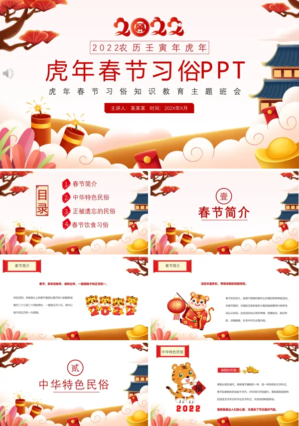 2022年虎年春节习俗介绍PPT