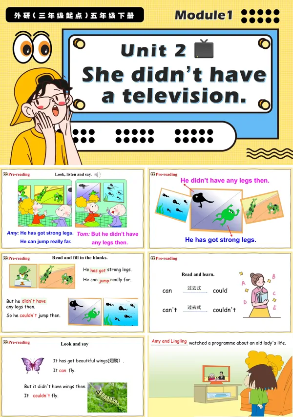 外研五年级英语下册Module1 Unit2 She didn't have a television PPT课件