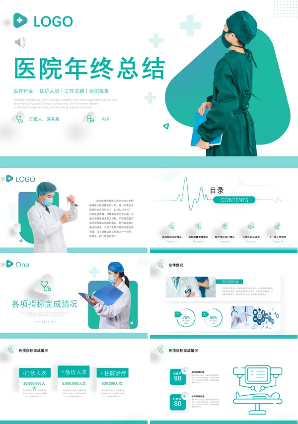 医疗行业医院科室年终工作总结PPT