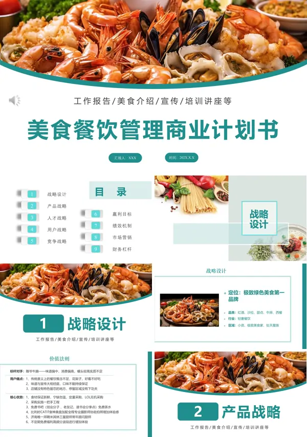餐饮行业计划书PPT模板
