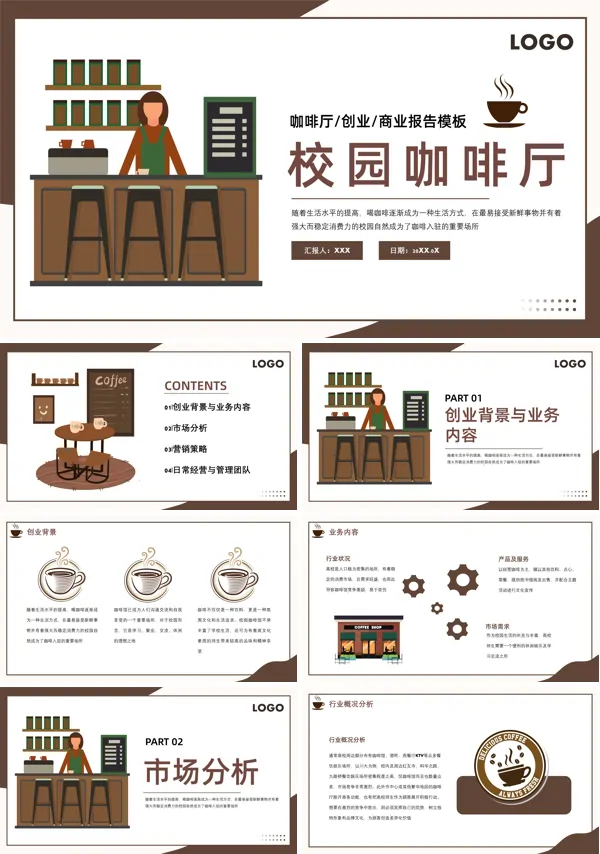 校园咖啡厅创业计划书课件PPT模板
