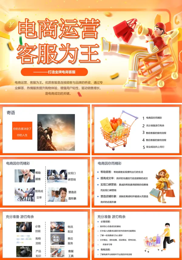电商客服培训课件PPT模板含讲稿