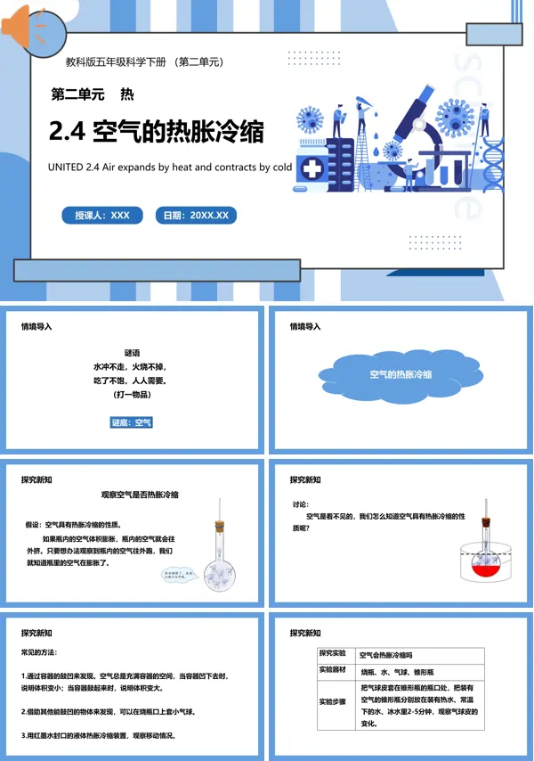 五年级科学下册空气的热胀冷缩课件的PPT