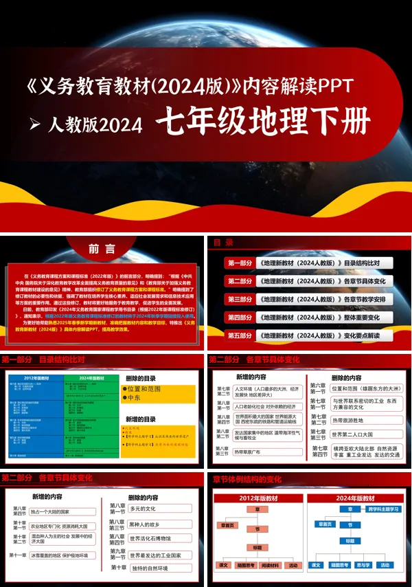 七年级地理下册(人教版2024)-【新教材解读】义务教育教材内容解读课件PPT模板含讲稿