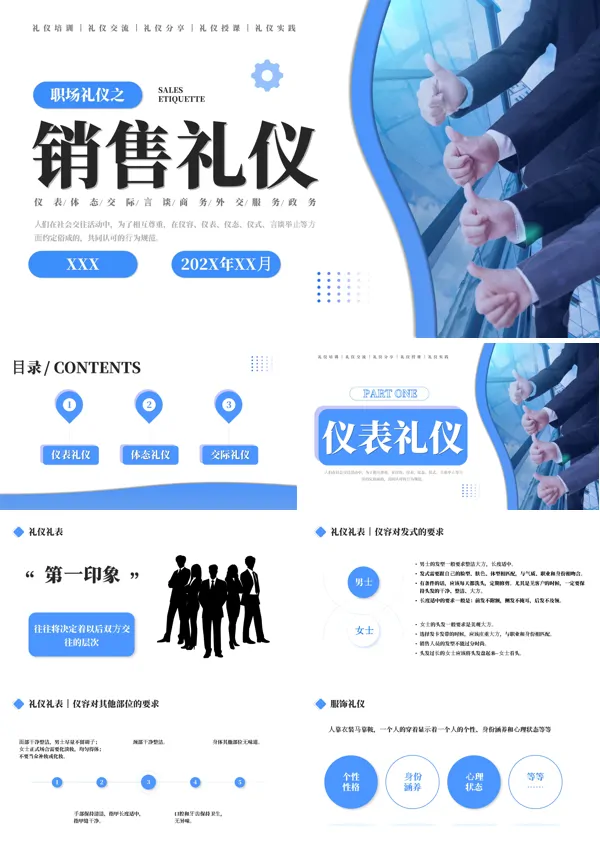 销售礼仪知识培训课件PPT模板含讲稿