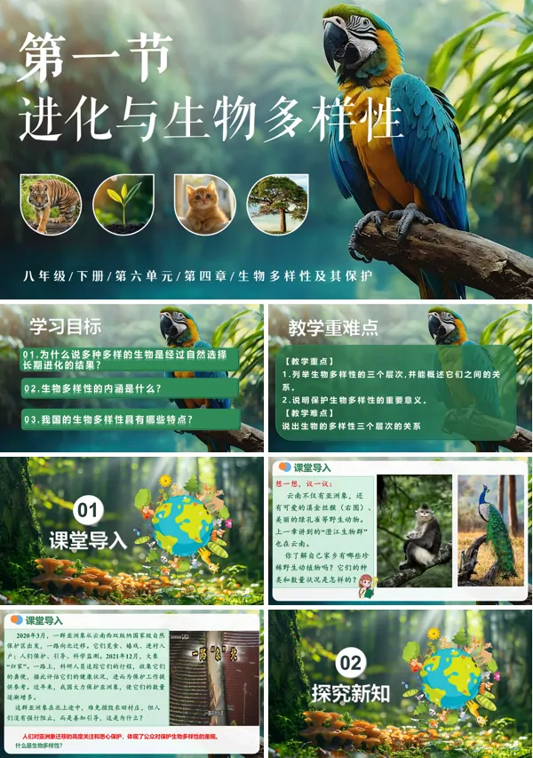 生物六單元第四章《6.4.1 進(jìn)化與生物多樣性》八年級下冊人教ppt課件（教案）