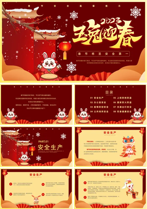 兔年春节安全教育宣传推广PPT