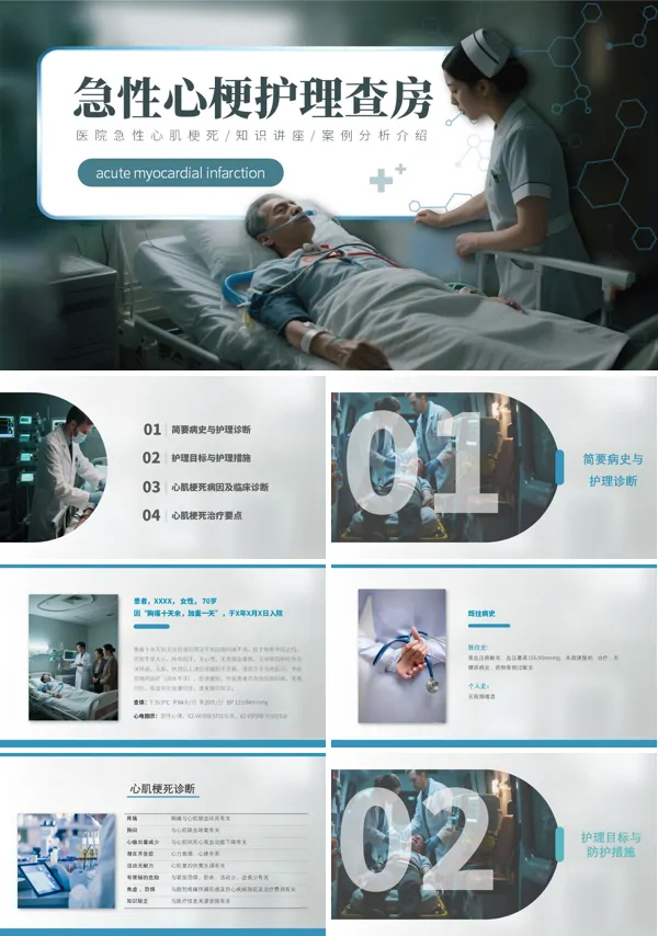 急性心梗护理查房PPT模板含讲稿