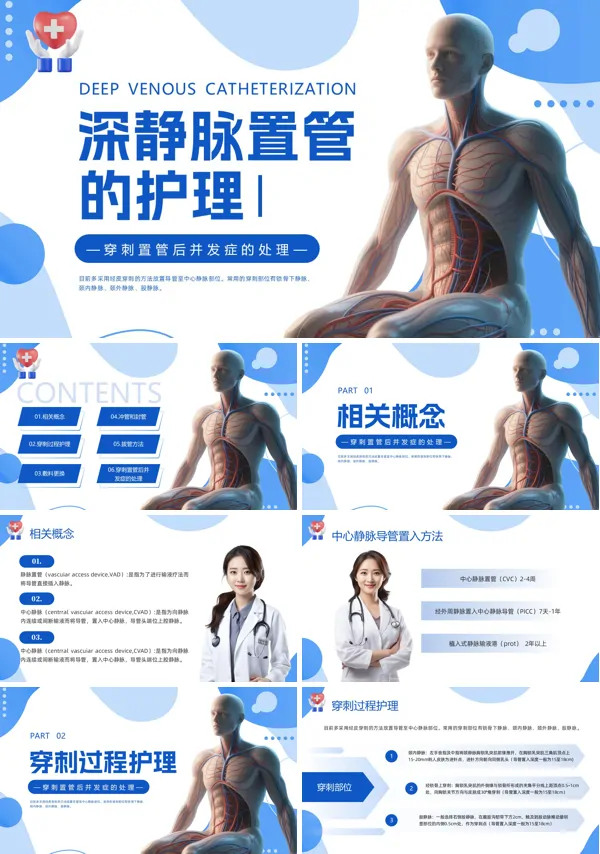 深静脉置管的护理PPT模板含讲稿