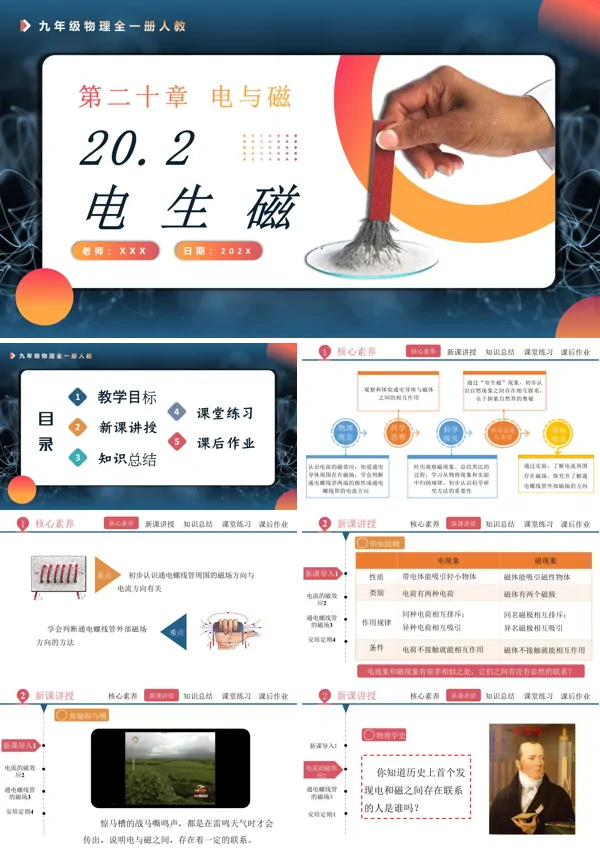 人教九年级物理全一册20.2电生磁PPT课件含教案