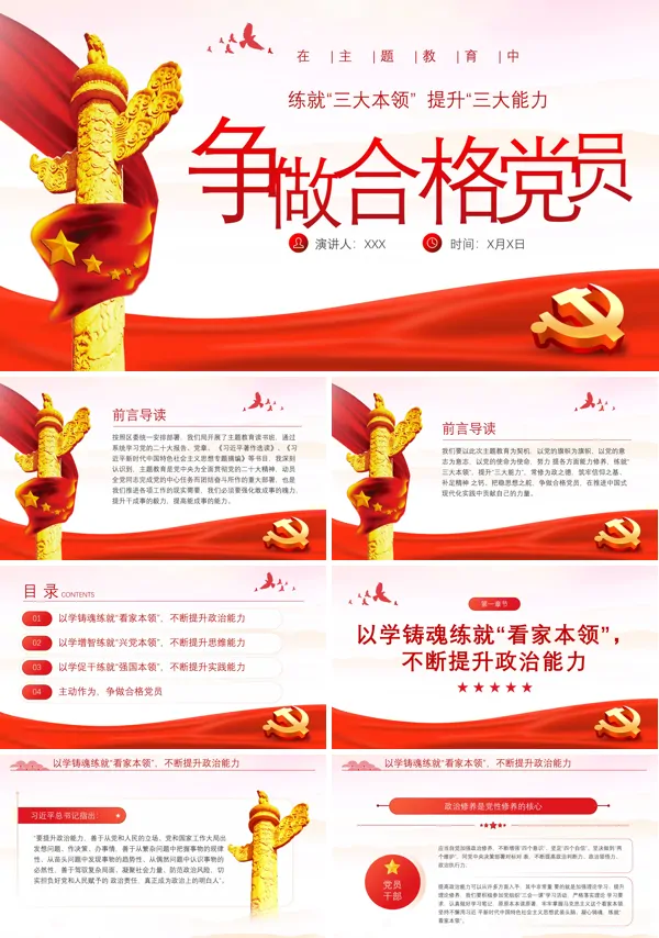 在主题教育中争做新时代合格党员PPT专题党课