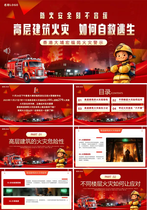 香港大埔宏福苑火灾警示ppt课件模板含讲稿