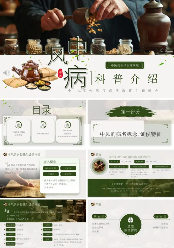 中风的中医健康宣教ppt模板含讲稿