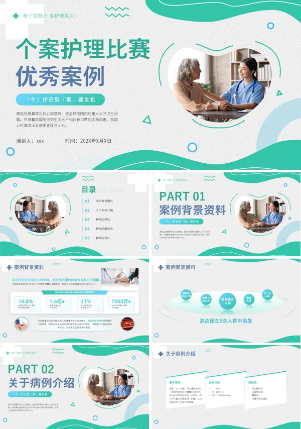 高血压个案护理优秀案例PPT模板含讲稿