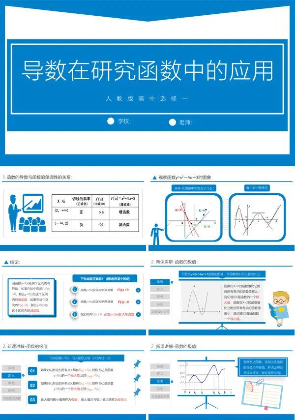人教版高二选修《导数在研究函数中的应用》教育教学课件PPT