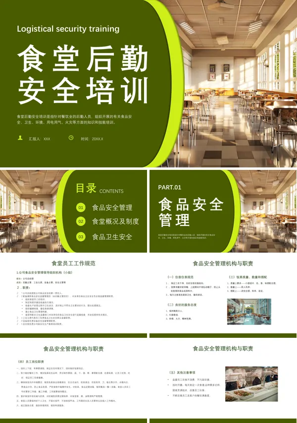 学校食堂食品安全培训课件PPT模板