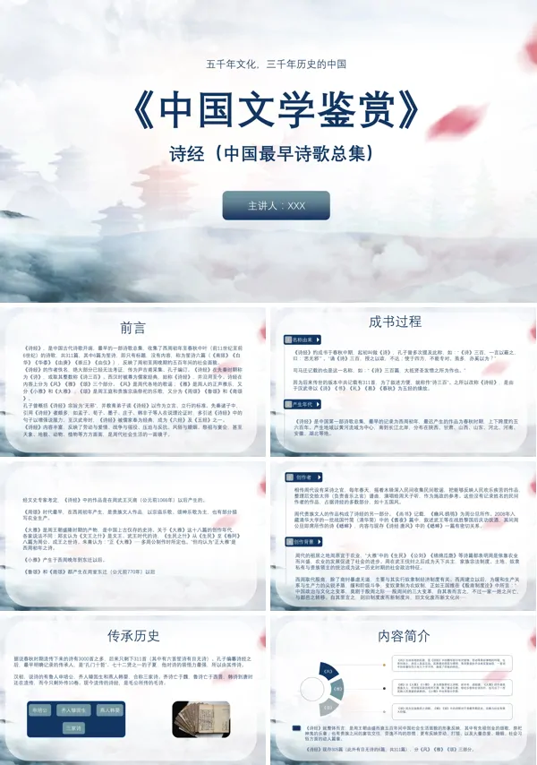 《中国文学鉴赏》的教学课件PPT模板