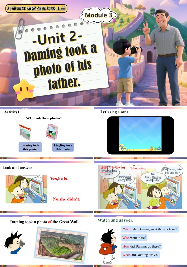 外研五年级英语上册Module3 Unit 2 Daming took a photo of his father PPT课件含教案