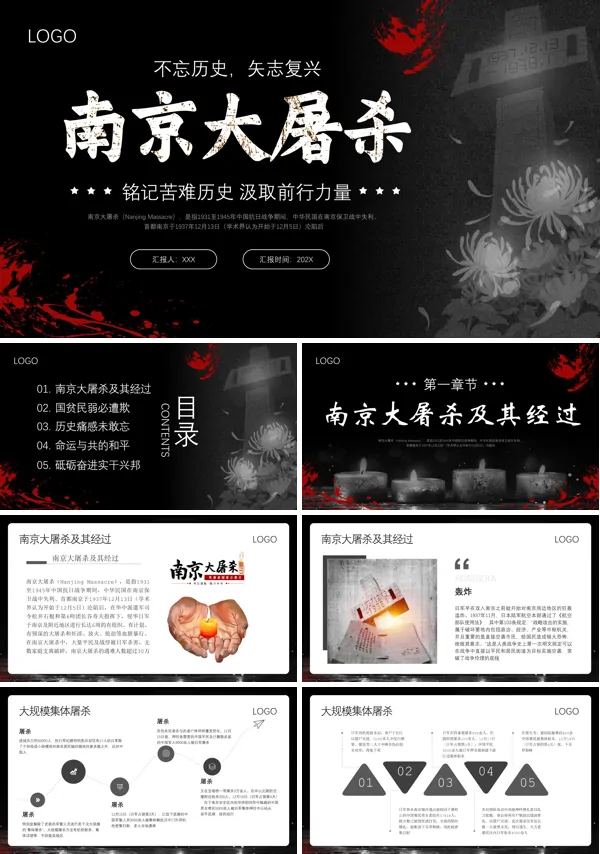 勿忘国耻南京大屠杀死难者国家公祭日主题班会PPT模板