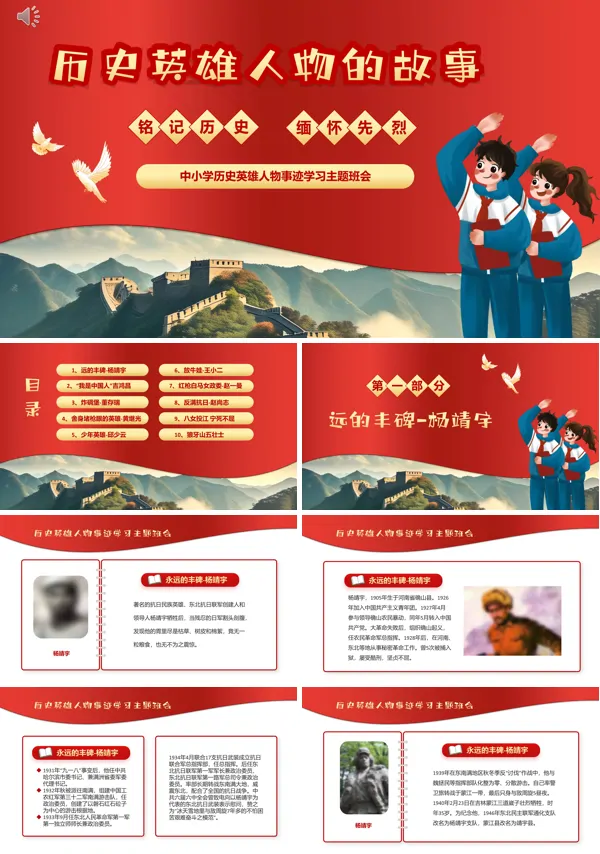 2024中小学历史英雄人物事迹学习主题班会PPT课件