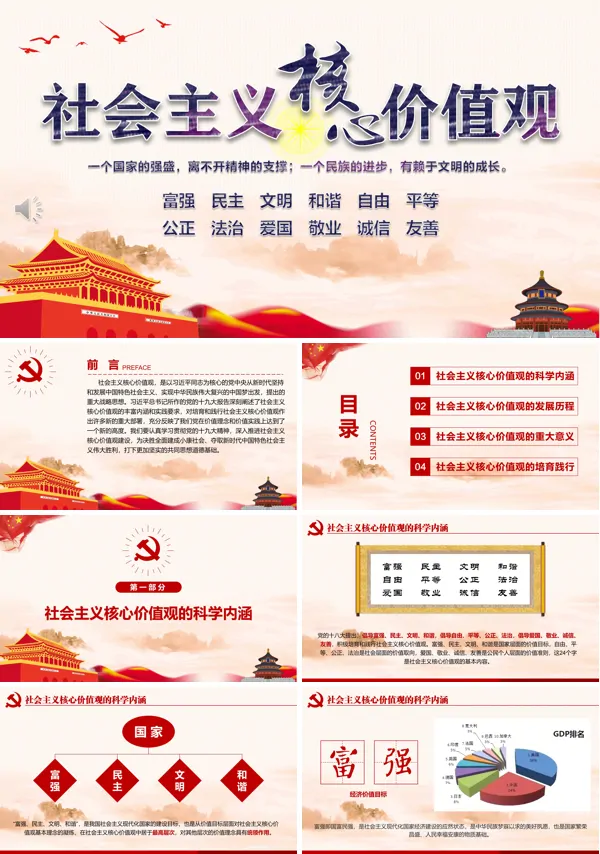 社会主义核心价值观PPT模板