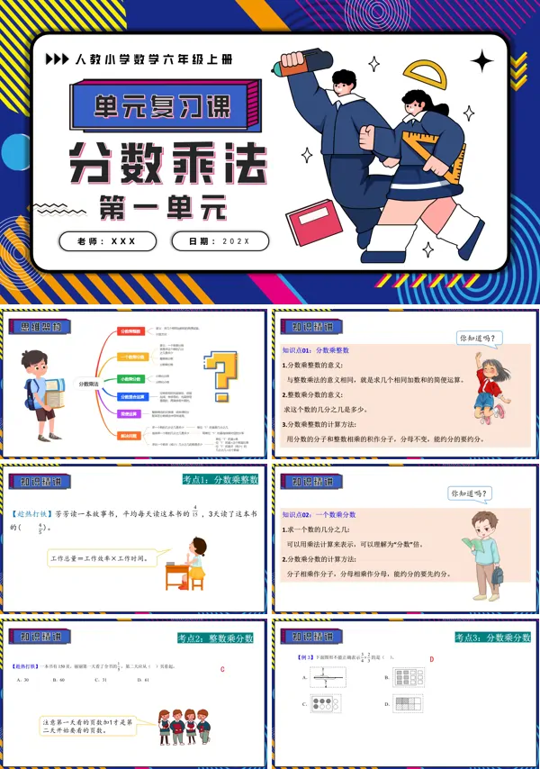 六年级数学上学期期末复习讲练测人教第一单元分数乘法PPT课件含教案