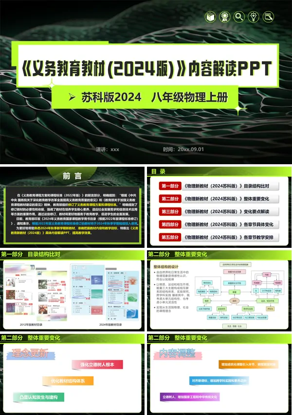 八年级物理上册(苏科版2024)-【新教材解读】义务教育教材内容解读课件PPT模板含讲稿