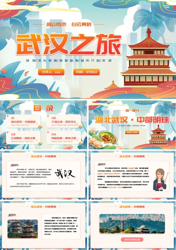 武汉城市旅游旅行介绍PPT含讲稿