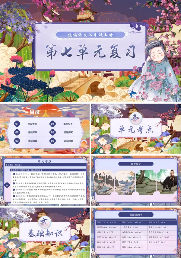 六年级语文上学期期末课件PPT(统编·2024秋)第七单元复习含教案