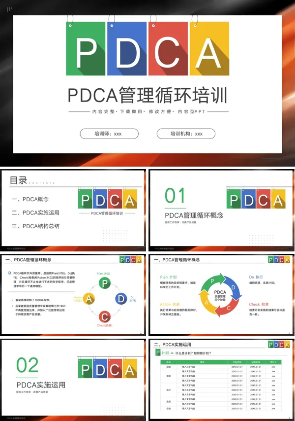 PDCA管理循环培训PPT模板