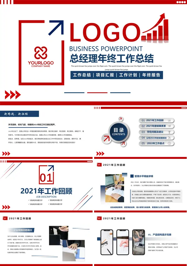 公司年度总经理总结报告范文PPT