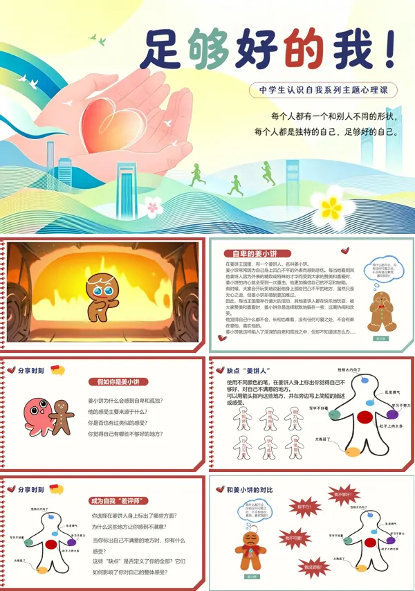 足够好的我 中学生认识自我心理健康教育ppt模版(含讲稿)