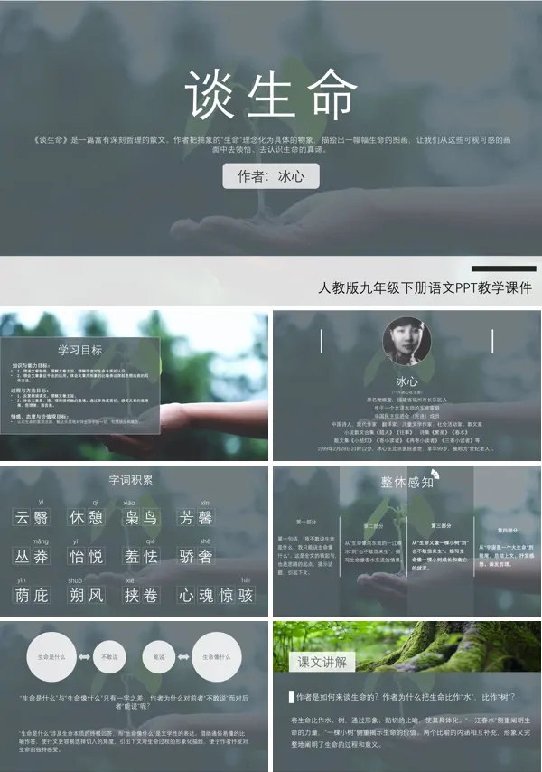 人教版九年级下册语文冰心《谈生命》PPT课件