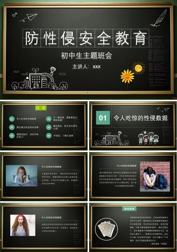 初中生预防性侵主题班会PPT模板
