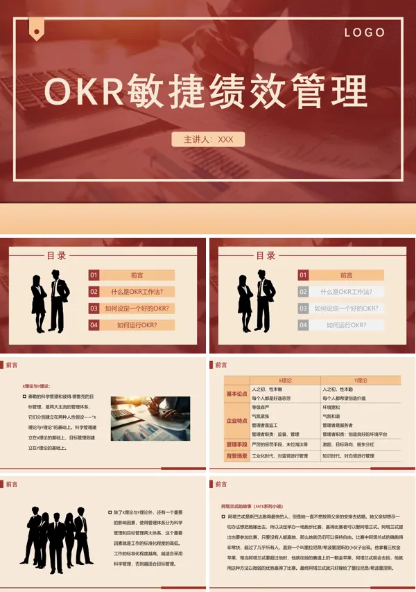 OKR敏捷绩效管理工作法培训通用PPT模板