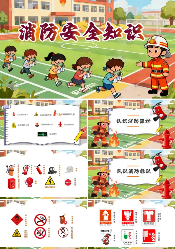 幼儿园消防安全知识培训课件PPT模板含讲稿