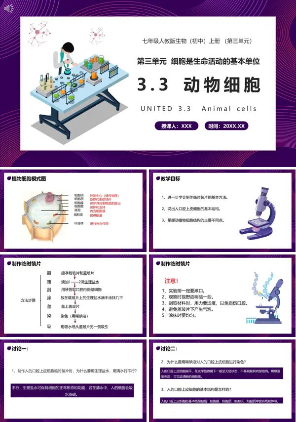 七年级生物上册动物细胞课件PPT